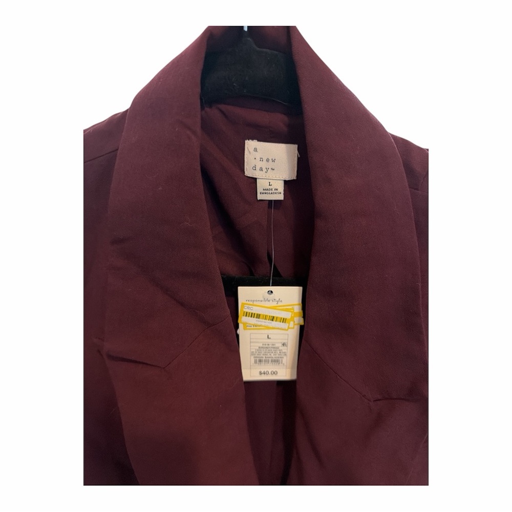 A New Day Women's Double-Breasted Oversized Burgundy Blazer size Large - Picture 4 of 4